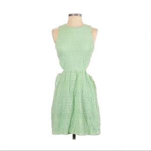 Francescas Blue Rain Green Lace Cut Out Dress